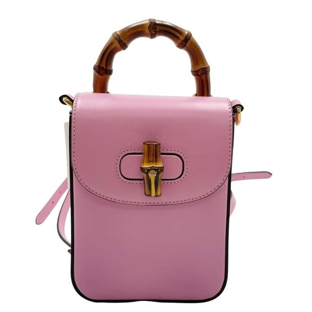 GUCCI Pink Bamboo Shoulder Bag